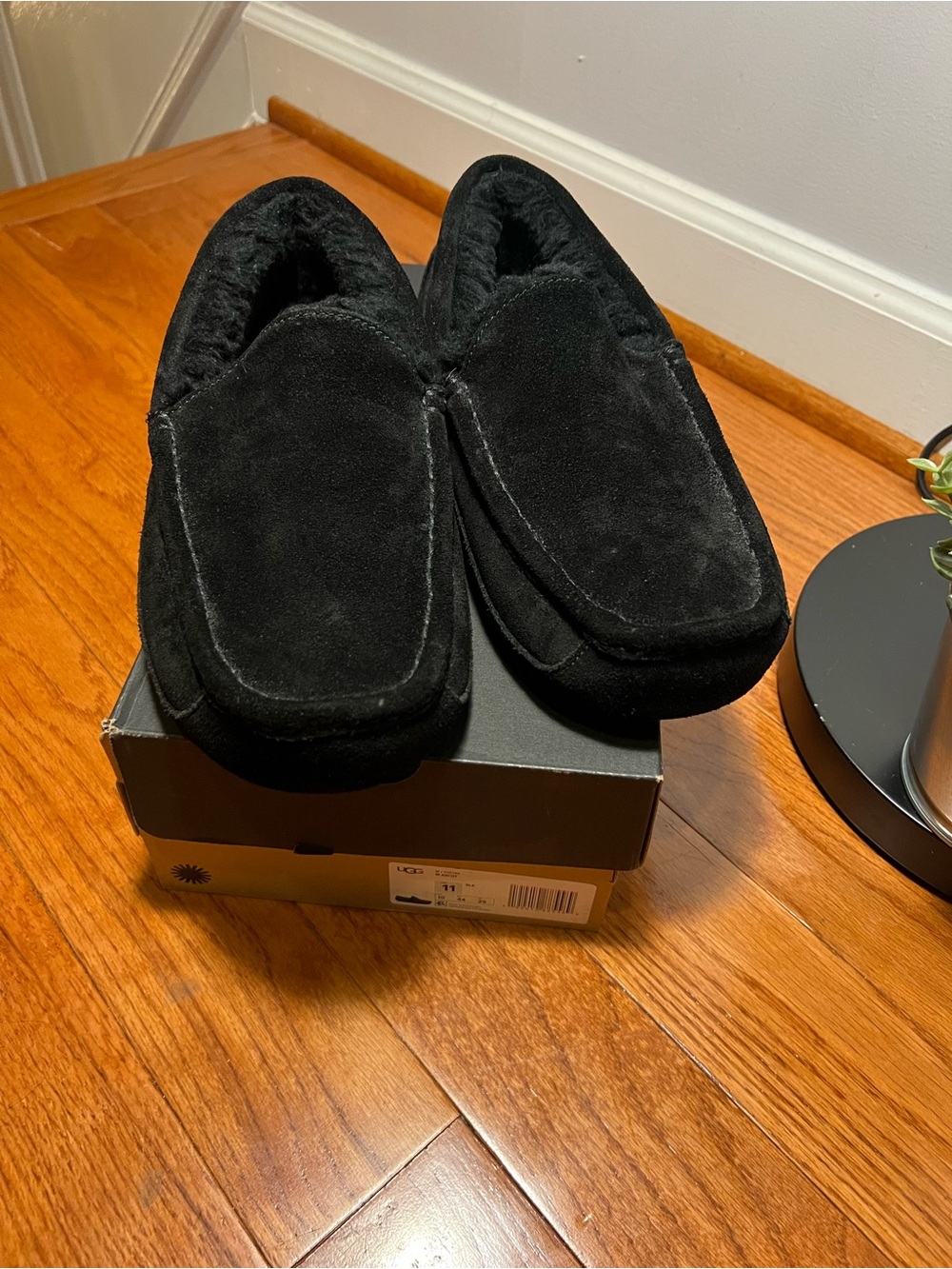 UGG Men's Black Suede Slip-On Moccasins